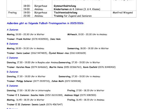 Sportangebot Seite 2 des TSV Amönau