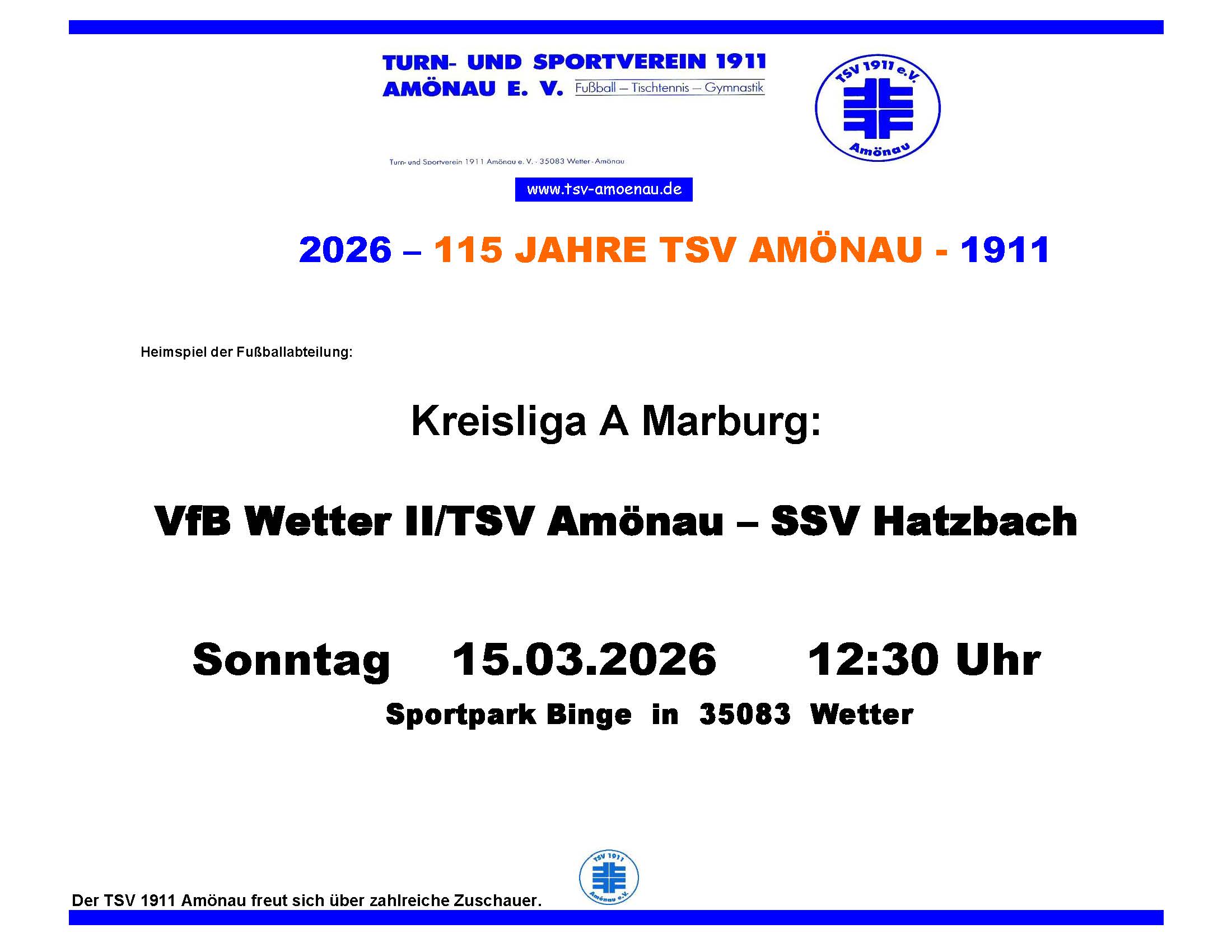 Heimspiel gegen SSV Hatzbach